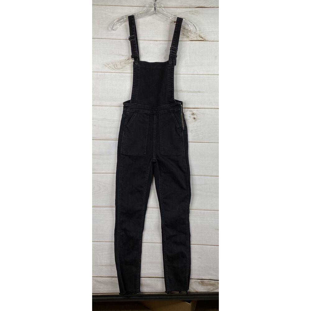 Madewell Jean Overalls Romper XXS Black Skinny Leg Stretch Denim Side Zip Boho
